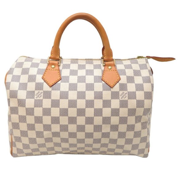 LOUIS VUITTON White Damier Speedy 30 Boston Bag - Picture 1 of 10